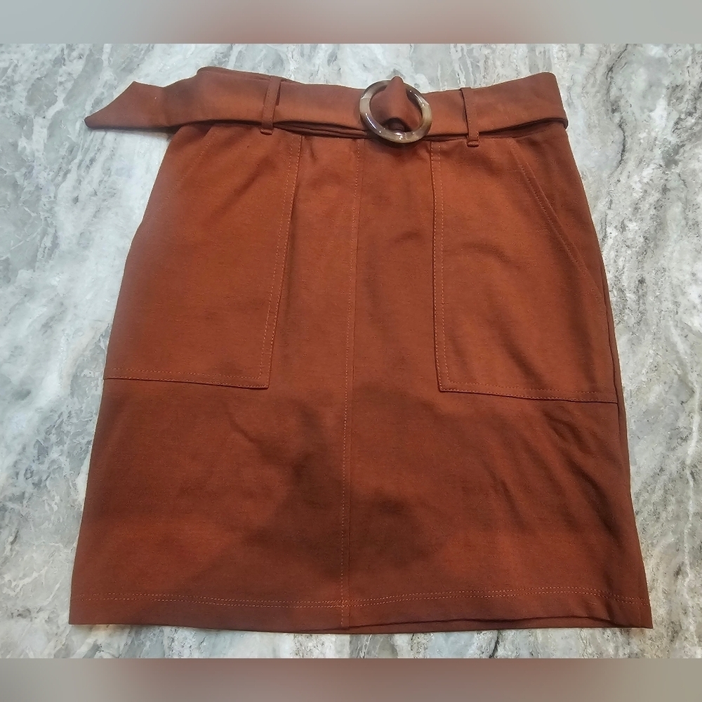 Altar’d State Rust Brown Belted Mini Skirt with Pockets Women’s Small